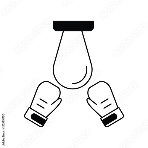 boxing glyph outline icon with white background vector stock illustration