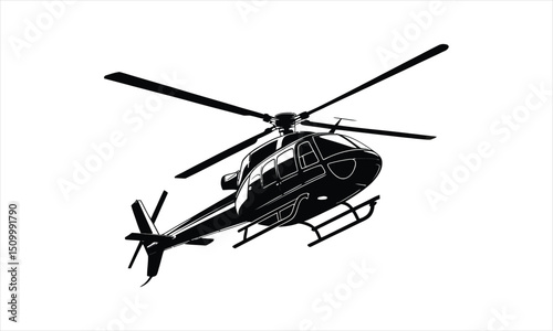 Black and white helicopter silhouette vector graphic