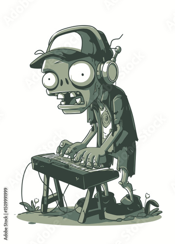 A decayed Zombie Programmer typing on a broken keyboard,