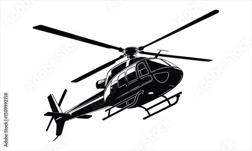 Black and white helicopter silhouette illustration