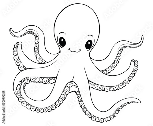 Cute octopus Illustration Coloring Book