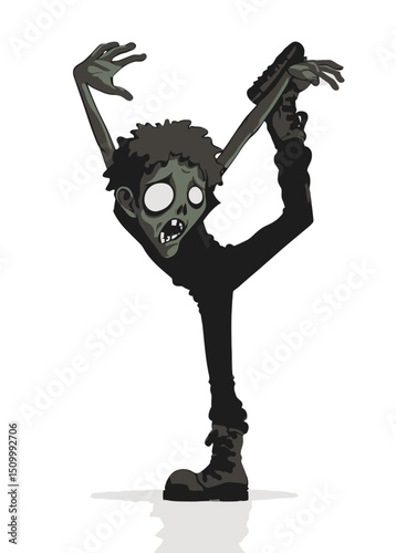 A freakish Zombie Contortionist twisting in unnatural ways,