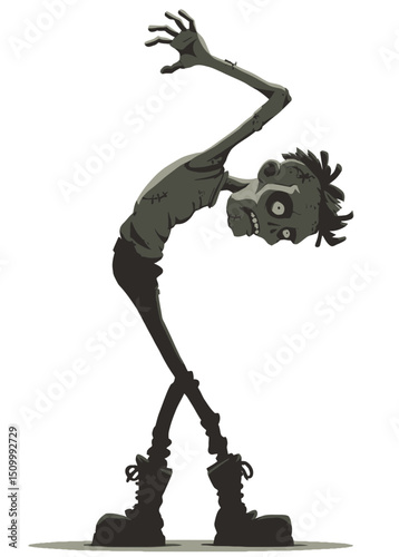 A freakish Zombie Contortionist twisting in unnatural ways,