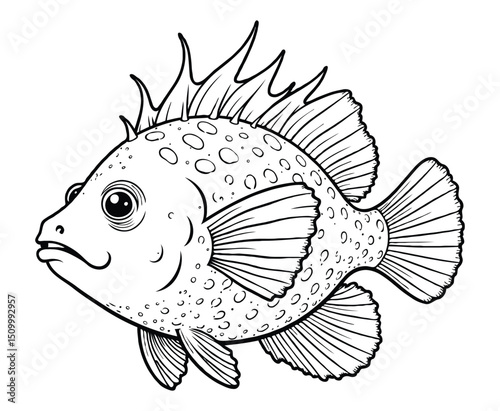 Cute pufferfish Illustration Coloring Book