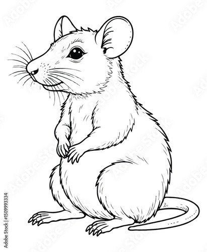 Cute rat Illustration Coloring Book
