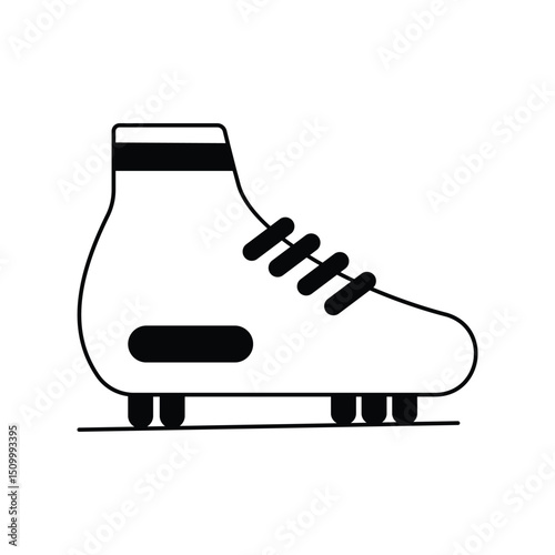 football shoes glyph outline icon with white background vector stock illustration