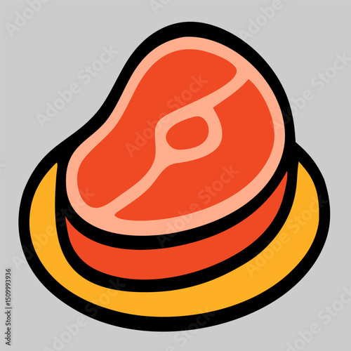 Ied Al Adha icon vector of raw meat portion representing qurban sacrifice shared on Islamic festival.