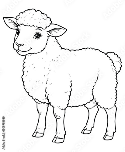 Cute sheep Illustration Coloring Book