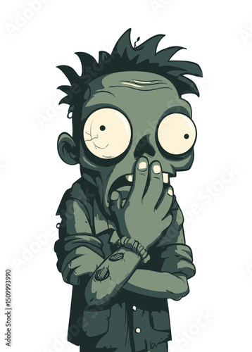 A paranoid Zombie Conspiracy Theorist whispering dark secrets,