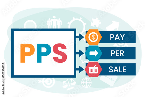 PPS - Pay Per Sale acronym. business concept background. vector illustration concept with keywords and icons. lettering illustration with icons for web banner, flyer, landing page