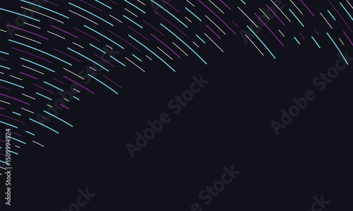 Abstract line curve colorful on dark background. Modern art wall poster stripes template. Vector illustration
