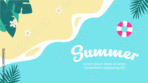 Embrace the Summer Vibe Tropical Beach Paradise Illustration, Good for Pamflet Promotion 
