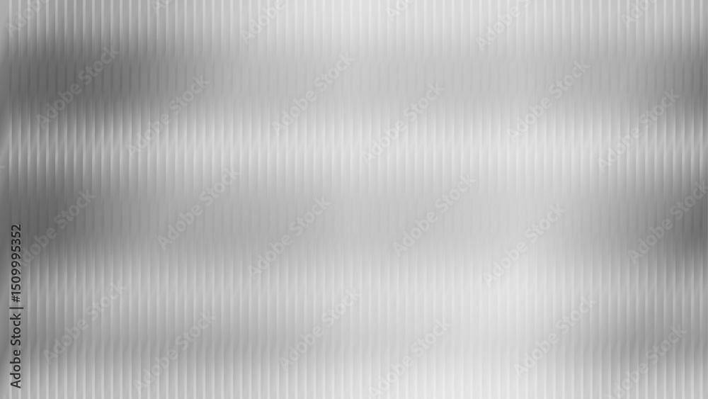 Fototapeta premium Vector ribbed glass texture backdrop featuring white and grey tones. Gradient style with an acrylic, reeded bath surface look. Semi-transparent overlay ideal for bath walls or windows.