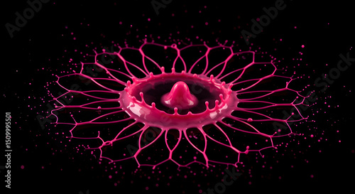 Spectacular Pink Splash Crown Frozen In Time On Black Backdrop