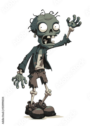 Zombie Actor - A decayed zombie actor performing on a stage of bones.