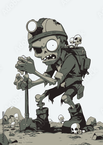 Zombie Archaeologist - A skeletal zombie digging up undead relics.