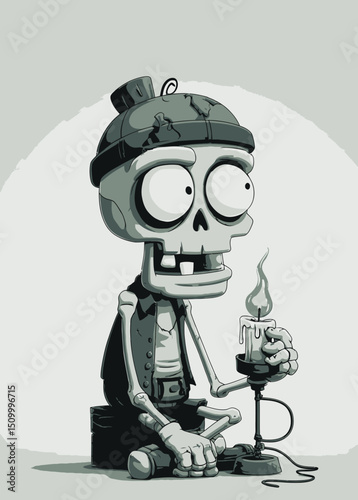 Zombie Candlestick Maker - A skeletal zombie crafting cursed candles.