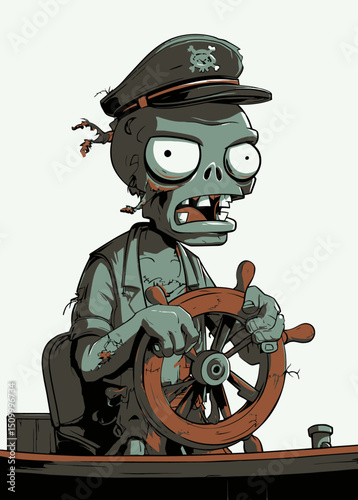 Zombie Captain - A decayed zombie steering a ghost ship.