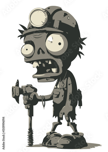 Zombie Construction Worker - A decayed zombie worker holding a rusted jackhammer.