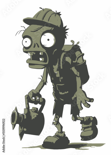 Zombie Construction Worker - A decayed zombie worker holding a rusted jackhammer.
