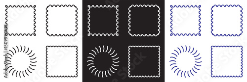Stamp coastal frames. Vintage squiggle borders. Hand drawn frame for menu, wedding invitation, coastal party frame design.Design for websites, mobile interfaces, presentations, banner, poster  etc. 