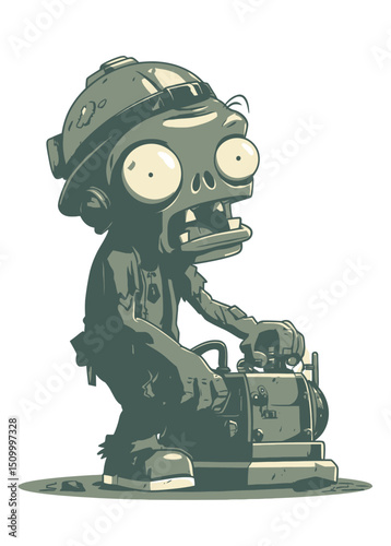 Zombie Engineer - A decayed zombie engineer building a deadly machine.