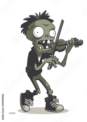 Zombie Musician - A skeletal zombie playing a broken violin with rotting fingers.
