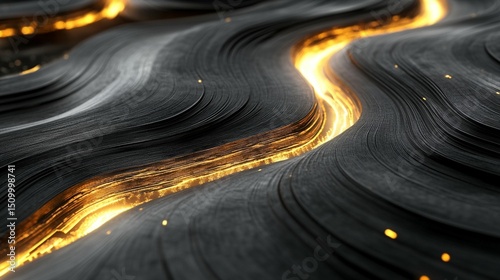 Abstract layered surface with glowing veins