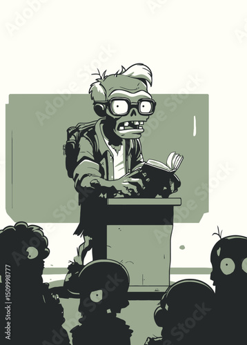 Zombie Professor - A decayed zombie lecturing to an undead class.