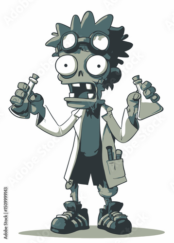 Zombie Scientist - A mad zombie scientist mixing toxic chemicals.