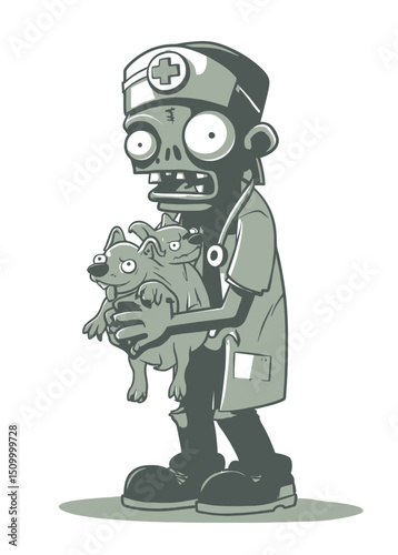 Zombie Veterinarian - A zombie vet treating rabid undead animals.