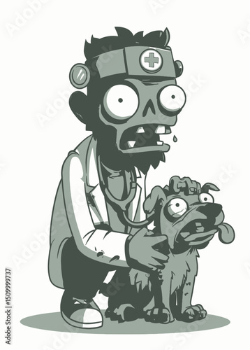 Zombie Veterinarian - A zombie vet treating rabid undead animals.