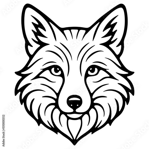 Fox head line art vector ilustration. Logo, tattoo, icon design.
