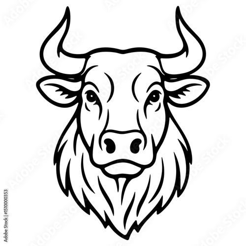 Bull head line art vector ilustration. Logo, tattoo, icon design.