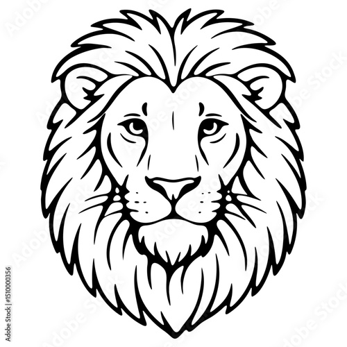 Lion head line art vector ilustration. Logo, tattoo, icon design.