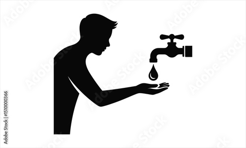 Person receiving water from a tap clean water access