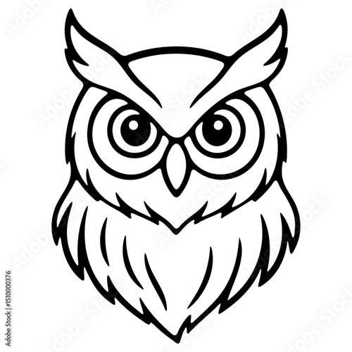 Owl head line art vector ilustration. Logo, tattoo, icon design.