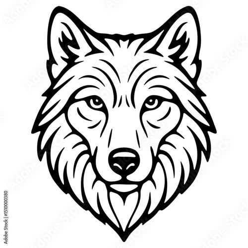 Wolf head line art vector ilustration. Logo, tattoo, icon design.