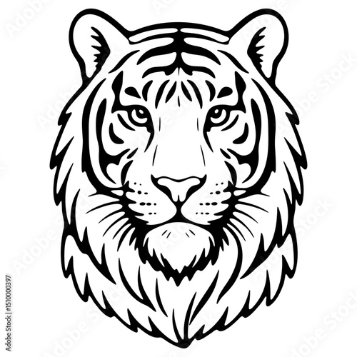 Tiger head line art vector ilustration. Logo, tattoo, icon design.
