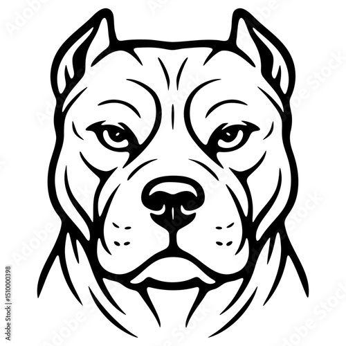 Pitbull dog head line art vector ilustration. Logo, tattoo, icon design.
