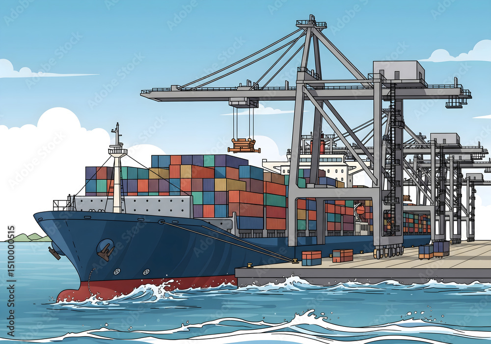 Fototapeta premium cargo ship in port, container cargo freight ship