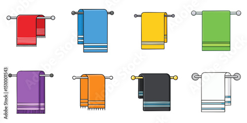 Multiple vector illustrations towels, outlines