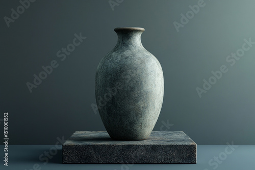Vase positioned on textured industrial base