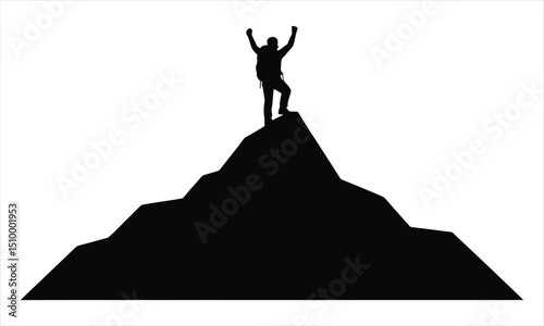 Climber reaching summit success achievement victory