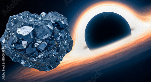 Crystal And Black Hole Illustrative Space Scene For Creative Design