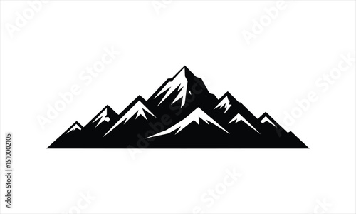 Majestic black and white mountain range silhouette
