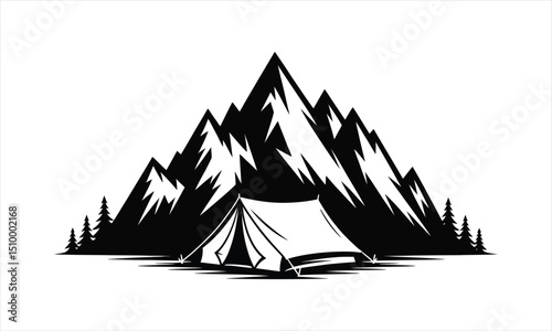 Majestic mountain peak camping tent adventure