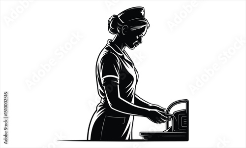 Nurse silhouette medical equipment healthcare worker