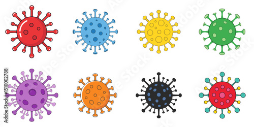 Multiple vector illustration viruses, outlines
