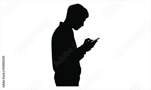 Man silhouette using smartphone mobile phone
